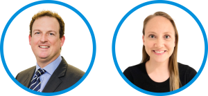 Headshots of Dr Brendan Cronin and Rebecca Cox